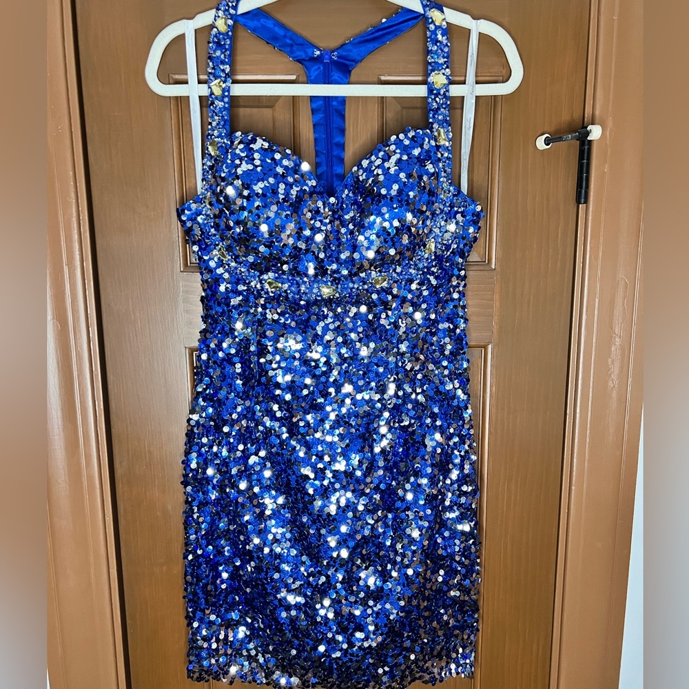 Blue Sequin Cocktail Dress